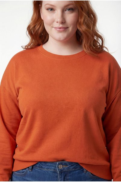 Ebsumu Women's Plus Size Basic Orange Sweatshirt