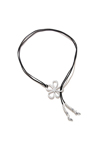 OEM - Women's necklace made of genuine leather with leaf pendant, adjustable ...