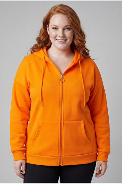 Ebsumu Hanorac portocaliu ridicat cu fermoar mărime Plus