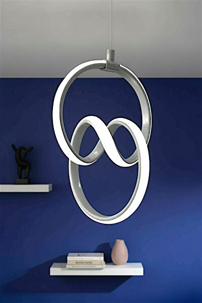 Ece Aydınlatma Orko Salon.Antre.Mutfak İçin Gri Kasa,Beyaz Led Işıklı,Led Avize