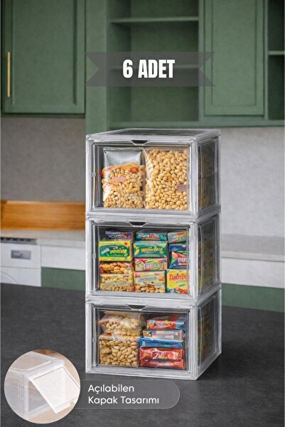 Bambus Home Şeffaf 6lı Çok Amaçlı Saklama Kutusu – Demonte Modüler Saklama Dü...