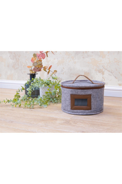 Kanonik Education حقيبة منظم دائرية متعددة الأغراض مع نافذة جلدية مخططة (صغيرة)