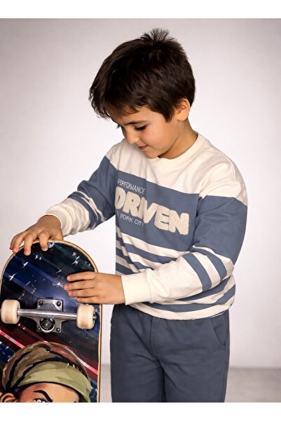 ZİMEXİ 3-8 Years Old Printed Embroidered Boys' Tracksuit Set