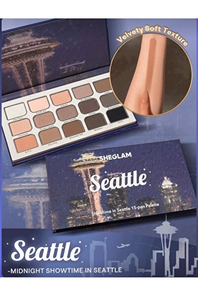 SHEGLAM 15 Renkli Yüksek Pigmentli Mat ve Metalik Göz Farı Paleti-Seattle