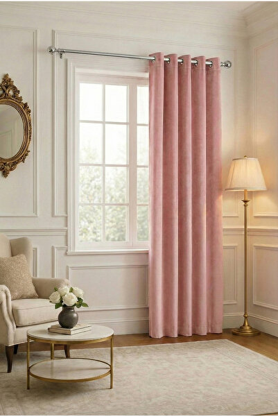 Bercem Home Perdele rustică cu textura catifea - pudră - (o singură aripă)