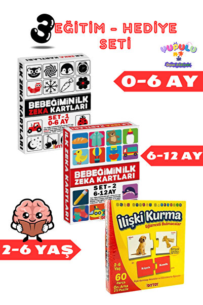 Diytoy İlk Zeka Kartları 0-6 Ay Set-1 / 6-12 Ay Set-2 ve İliş Kurma Eğlenceli...