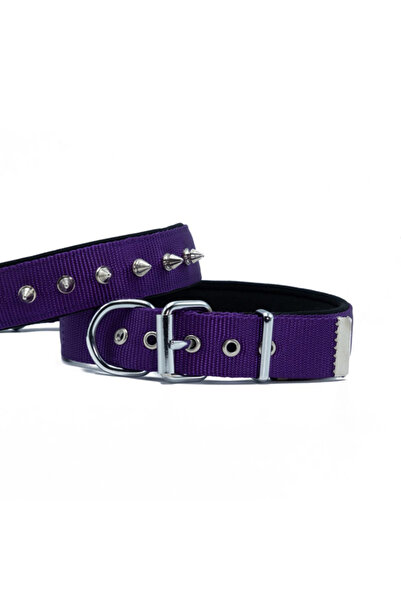 Doggie Comfort Woven Spiked Dog Collar Large Purple 3x47-55 Cm