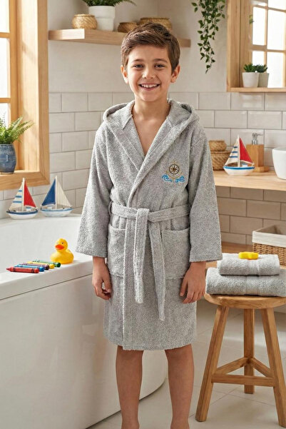 HERA رداء حمام قطني بغطاء للرأس للأطفال الصغار - للأعمار من 13 إلى 18 سنة للج...