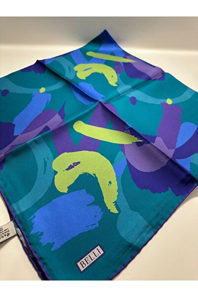 Belli Tivil İpek Eşarp 4039-50 Yeşil Karışık Desen