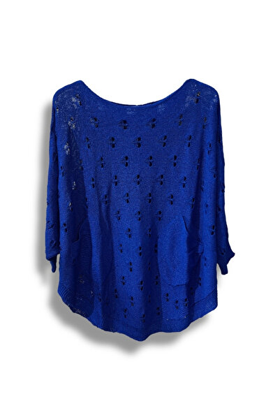 SUMEF بلوزة تريكو مرسيريزد كبيرة الحجم - سترة منقوشة ومثقبة (مقاسات 38-52)