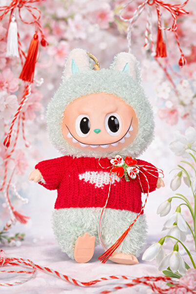 OEM Ediție limitată de Mărțișor - 1 martie - Jucărie de pluș tip Labubu îmbră...