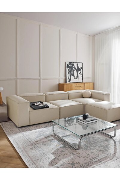 elissa home Soft 4 Modül Pofidik Modüler Kanepe L Köşe Koltuk Takımı , Keten ...