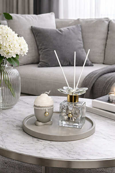 Nunevva 4 Parça İnci Çiçeği Kristal Kapaklı Oda Kokusu Seti