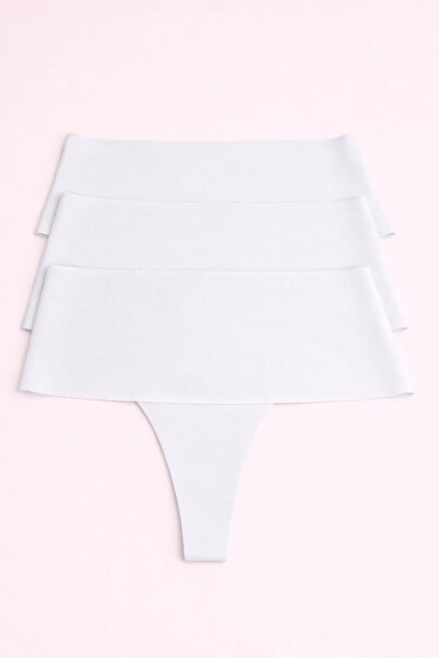 MAVİ QUMSAL Γυναικεία εσώρουχα στρινγκ σετ 3 τεμαχίων σε λευκό χρώμα χωρίς ρα...