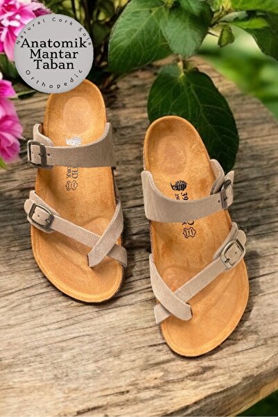 Land of Cork Anatomical Natural Cork Sole Genuine Leather Flip Flops