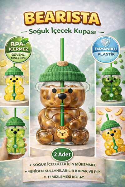 Mim Life 2 Li Bearista Plastik Soğuk İçecek Bardağı