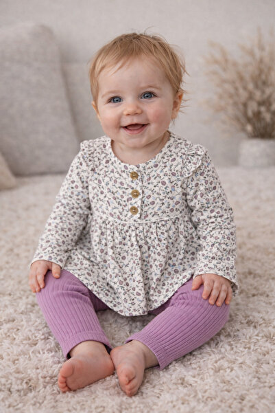 minella kids Floral Patterned Tights Double Set 6-9-12-18 Months -1-2 Years Old