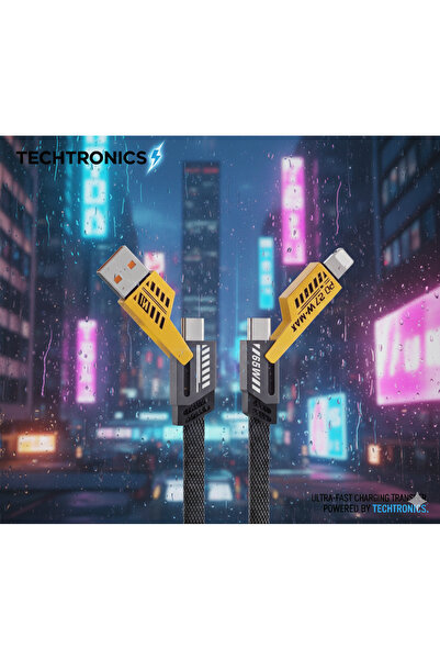 OEM Mega Fast Charging 4-in-1 Cable up to 65W USB Type-C Lightning PD, 1.5m