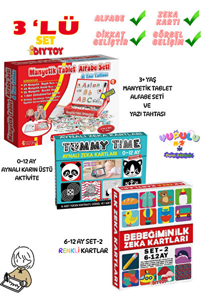 Diytoy Magnetic Tablet Alphabet and Writing Board, Mirrored Intelligence Card...