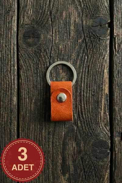 pepuza 3'lü Set - Hakiki Deri Minimal Tiny Anahtarlık - Orange