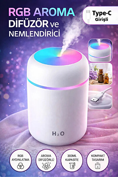 Tilbe Home 300ml Hava Nemlendirici Ultrasonik Ledli USB Buhar Makinesi ve Kok...