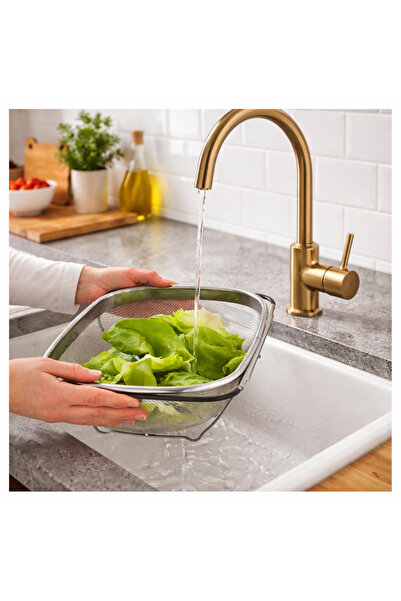 IKEA Paslanmaz Çelik Metal Köşeli Dikdörtgen Süzgeç 34 X 23 Cm