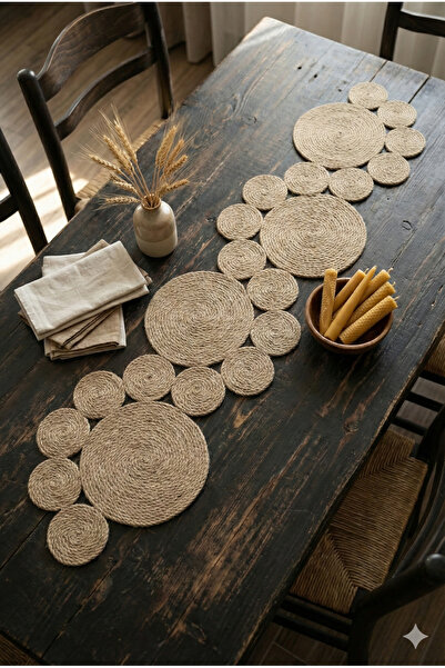 Homever Φυσικό Ψάθινο Τρέξιμο από Γιούτα, 120x30cm, Χειροποίητο Κάλυμμα Κονσό...