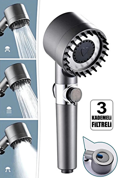Tilbe Home 3 Fonksiyonlu Banyo Duş Başlığı Turbo Yüksek Basınçlı Masaj Duş Ba...