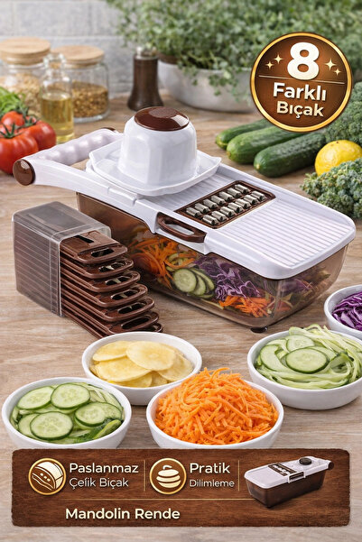 Tilbe Home مبشرة مع وعاء و8 شفرات، مبشرة بطاطس نباتية، مفرمة مندولين، مجموعة ...