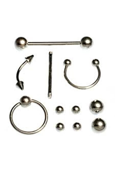 Kanonik Education 11 Piece Piercing (Surgical Steel) and Piercing Ball Set Pi...