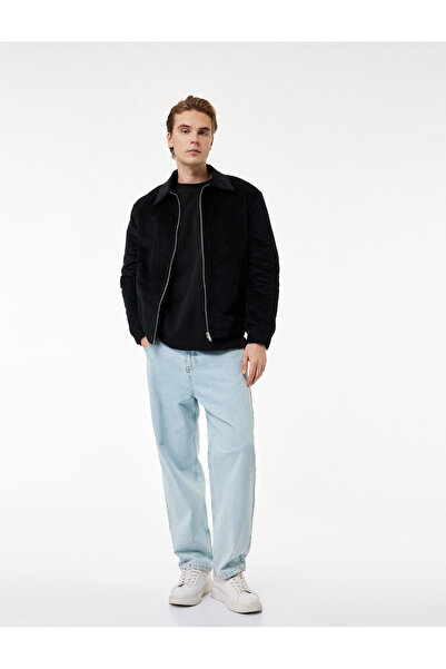 Koton Regular Fit Long Sleeve Pocket Cotton Shirt Collar Zippered Corded Fabr...