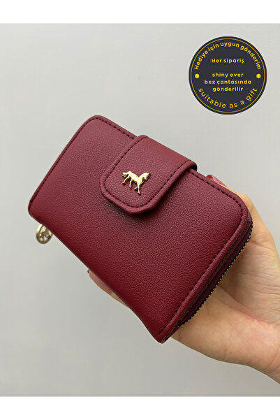 shiny ever Portofel de damă din piele moale roșu burgundă