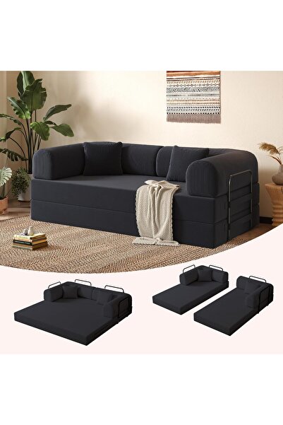 puffiber Katlanabilir Yataklı Kanepe,L şeklinde Kolçaklı Kanepe 90x200 cm