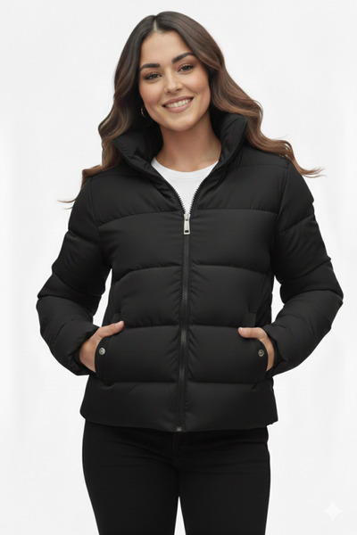 ALFUDO Moda Collection Women's Hooded Stand Collar Inflatable Coat