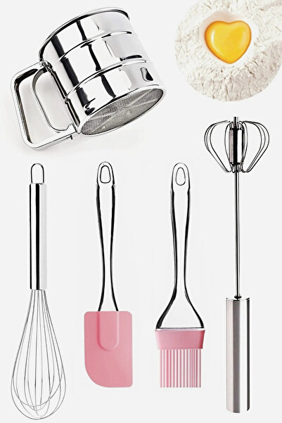 Tilbe Home Silikon Yağ Fırçası Silikon Spatula Tel Çırpıcı Un Eleği Kakao Ele...
