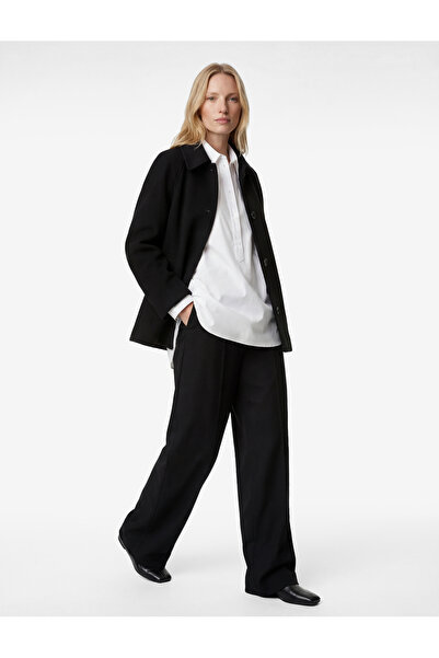 Koton Düğmeli Uzun Reglan Kollu Kaşe Kaban