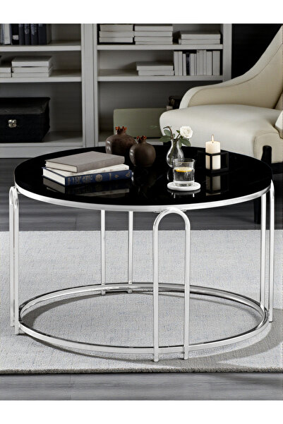 SEDAŞ LIVING UNITS Lenka Orta Sehpa Yuvarlak Siyah Aynalı Temperli (Kırılmaz)...