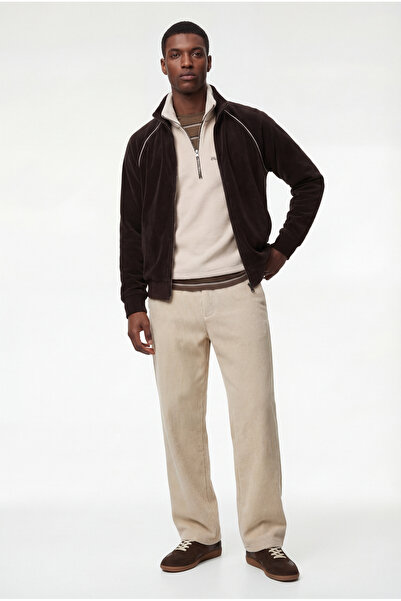 Koton Cardigan din lână guler ridicat cu mâneci lungi, buzunare și fermoar