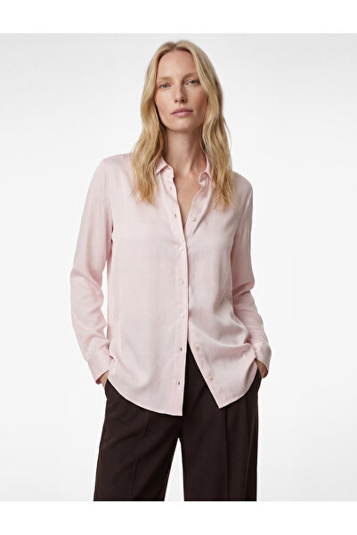 Koton Cămașă din satin de viscoză, cu mâneci lungi, guler clasic și nasturi