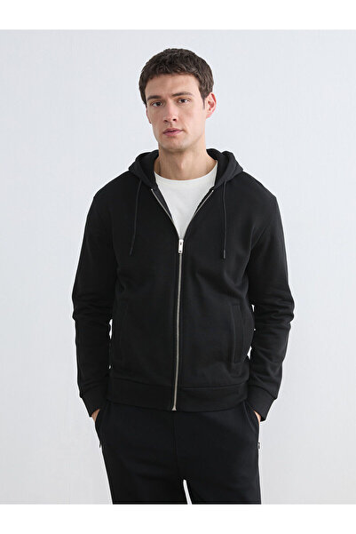 LC Waikiki Nevavm Men's Hooded Zipper Sweatshirt with Difference in Color