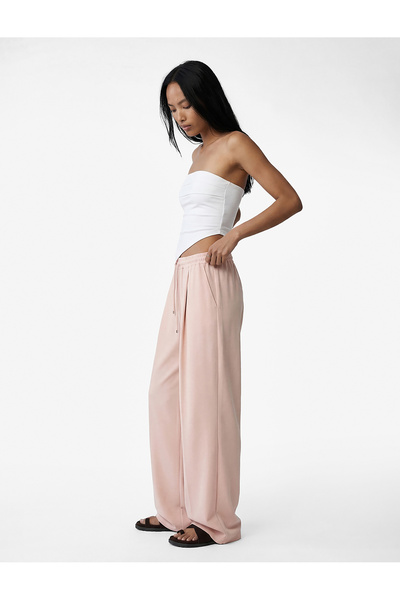 Koton Regular Fit Viscose Blend Belted Pleated Trousers
