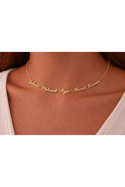 Soleildor 925 ayar Orijinal Gümüş Kişiye Özel Beş İsimli Gümüş Kolye