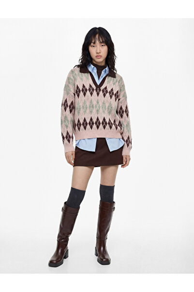 Koton Πλεκτό πουλόβερ με μακρυμάνικο γιακά πόλο με κανονική εφαρμογή