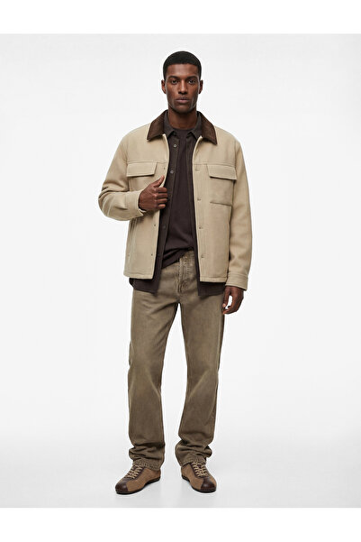 Koton Long Sleeve Pocket Detail Color Contrast Shirt Collar Buttoned Cashmere...