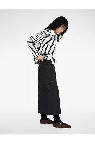 Koton Μακρυμάνικο μπλουζάκι με κουμπιά και γιακά πόλο, ριγέ oversized