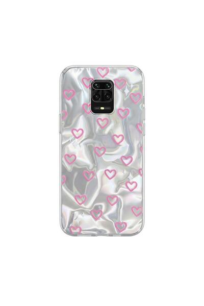 Pro Aksesuar Xiaomi Redmi Note 9S Uyumlu Kılıf Kalp Desenli Silikon Kılıf Pembe