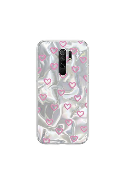 Zebana Xiaomi Redmi 9 Uyumlu Kılıf Zebana Pink Heart Silikon Kılıf Pembe