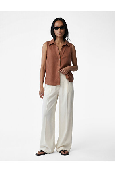 Koton Linen Look Buttoned Sleeveless Shirt