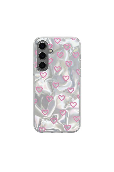 Zebana Samsung Galaxy S25 FE Uyumlu Kılıf Pink Heart Silikon Kılıf Pembe
