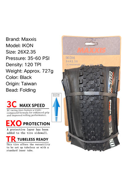 Maxxis إطارات دراجات جبلية قابلة للطي مقاس 26 × 2.35 بوصة من نوع 3C SPEED IKO...